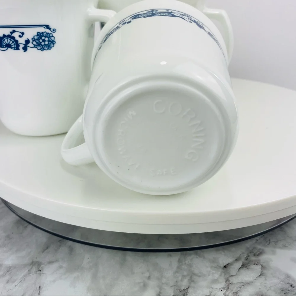 Vintage Corelle Corning Old Town Blue Onion 12oz White Coffee‎ Mug Cups Lot Of 4